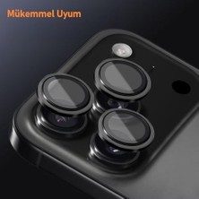 Asseds Store 17 Pro Max ile Uyumlu Metal 9h Kamera Lens Koruyucu (Turuncu)