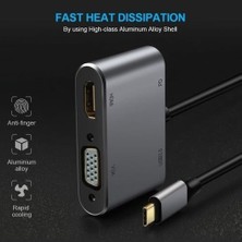 Asseds Store CF02 Uyumlu TYPE-C™ To 4K Ultra Hd 1080P Hdmı/vga/pd Şarj/usb 3.0 4ın1 Çevirici Hub Adaptör