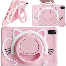 Asseds Store Standlı Askılı Karakterli Kedi Çocuk Kılıfı, iPad 7. 8. 9. Nesil 10.2 Inç ile Uyumlu - Pembe