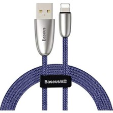 Asseds Store Torch Serisi Alüminyum Alaşım Örgü Tasarım 1.5A 2 Metre Lightning ile Uyumlu Data ve Şarj Kablosu Mavi