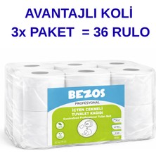 Bezos Professional Bezos Profesyonel Içten Çekmeli Tuvalet Kağıdı 36 Rulo | Mini Cimri | 2 Katlı %100 Selüloz 3X12RULO