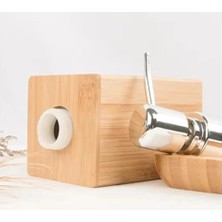 Asseds Store Doğal Bambu Ahşap Sabunluk Suya Dayanıklı Şık ve Pratik Mutfak Banyo Lavabo Aksesuarı