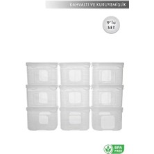 Asseds Store Erzak Saklama Kabı Sızdırmaz Kapak 9'lu Set Şeffaf-(Ölçü Kabı Hediyeli)