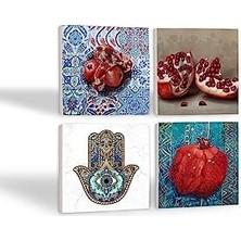 Asseds Store Nar, Fatma Ana Eli  Taş Bardak Altlığı Seti - 4 Parça - Dekoratif, Rustik Mutfak Aksesuarı, 10X10 Cm, Kaydırmaz Tabanlı, Şık ve Dayanıklı SC192