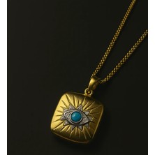 Theory Jewelry Theory Nazar Locket Kolye I Nazar Boncuk Madalyon I Altın Renk Kadın I Enerji Pozitif Simge Tasarım