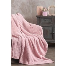 Asseds Store Tekstil Comfy | Çizgili Tv Battaniyesi 110X180 cm Pembe
