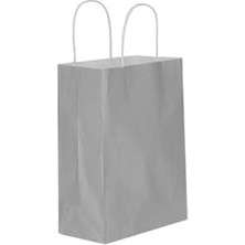 Asseds Store Gümüş Kağıt Çanta Büklüm Sap Orta 25 * 31)(5ADET