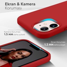 Asseds Store Kılıf Ince Sıvı Silikon 3 Katmanlı Tam Kaplamalı Yumuşak Jel Kauçuk Kılıf Kapak (Koyu Kırmızı, 11)