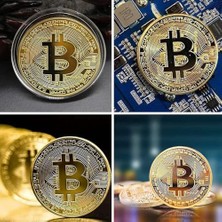 Asseds Store Güncelçarşı Bitcoin Madeni Hatıra Parası, Btc Altın Rengi Hediye Sikke Para, Kutulu Parası (10 Adet)