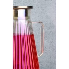 Asseds Store Borosilikat Cam Sürahi, Lüster Boyamalı, Metal Kapaklı, 1.8l Kapasiteli, Dalgalı Konik Form, Ergonomik Kulplu, Şeffaf, Sıcağa Dayanıklı, Modern Tasarım