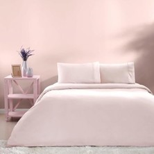 Asseds Store Basic Düz Pamuk Nevresim Takımı Pudra, Tek Kişilik