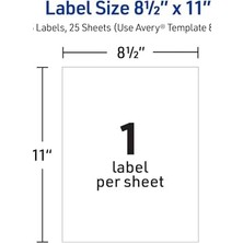 Asseds Store Mürekkep Püskürtmeli Yazıcılar Için Mat Buzlu Şeffaf Tam Sayfa Etiketleri, 8,5 Inç x 11 Inç, 25 Etiket (8665)
