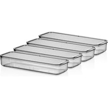 Asseds Store Mina Organizer Plastik Raf, Şeffaf Füme Kapaklı 4 x 750 Ml, Füme
