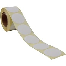 Asseds Store Kuşe Etiket 30MM Çap Ruloda 1000 Adet 40MM Çapında Baskısız Nokta Etiketi