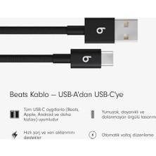 Asseds Store Usb-A'dan Usb-C'ye Örgülü Kablo, Hızlı Şarj, Dayanıklı ve Dolanmayan Tasarım, ve Aygıtlar Için Uyumlu Şarj Kablosu (1,5 M) - Jet Siyah