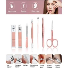 Asseds Store 7 Parça Profesyonel Manikür Pedikür Seti, Tırnak Makası, Kaş Makası, Cımbız, Rose Gold No:2-3