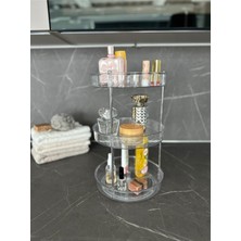 Asseds Store Elpida Üç Katlı Döner Raf Banyo Mutfak Makyaj Düzenleyici - Şeffaf M-E64-16-3K