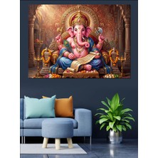 Artmeg Çiçekler Içinde Hint Tanrısı Ganesha Dekoratif Kanvas - Mdf Ahşap Tablo