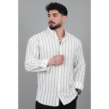 Stil Kombin Şile Çizgili Oversize Uzun Kol Yazlık Gömlek Mrs 226_40418