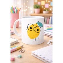Youday Accessories Sevimli Limon Tasarımlı Porselen Kupa Model 121 – Gözlüklü Tatlı Limon Figürlü Kahve & Çay Kupası