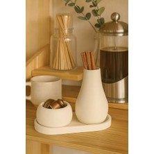 Asseds Store 3 Parça El Yapımı Masaüstü Organizer Set – Minimalist Kalemlik, Mumluk ve Tepsi – Modern Masa Dekoru