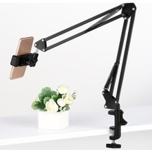 Asseds Store 360° Üst Çekim Masaüstü Telefon Tripodu | Ayarlanabilir Süspansiyon Kol, Metal Kaymaz Taban, Evrensel Telefon Tutucu, Siyah