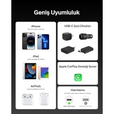 Asseds Store 2'li Örgülü Usb-C - Lightning Kablo, 1,5 M, 14 ve Önceki Modeller, 9. Nesil iPad ve Airpods Için Hızlı Şarj Kablosu, Siyah