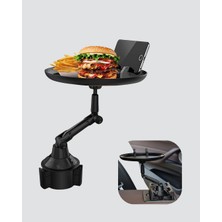 360° Döner Araç Bardaklık Tepsisi Geniş Yemek Alanlı Telefon Standlı - Lisinya