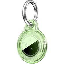 Asseds Store Airtag ile Uyumlu Kılıf Koruyucu Anahtarlık, Sert Silikon Şeffaf Renkli Kılıf (Yeşil)