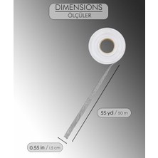 Asseds Store Modern Teknik Tekstil Perde Telası 1.5 cm x 50 M - Çift Taraflı Yapışkan Tela - Amerikan Tela - Dikiş Nakış Telası (Beyaz)