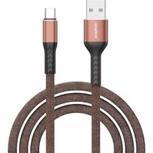 Asseds Store Type-C Hızlı Şarj Kablosu – Kahverengi, Örgülü, Kırılmaz, 1m USB Girişli