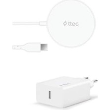 Ecovibe Aircharger M+ Magsafe Uyumlu Kablosuz Şarj Aleti ve Pd 20W Seyahat Şarj Aleti Beyaz
