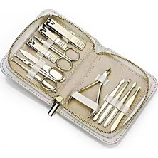 Asseds Store 12 Parça Manikür Pedikür Seti, Gold Paslanmaz Çelik, Tırnak Bakım Aletleri, Özel Taşıma Çantalı (Özel Seri)