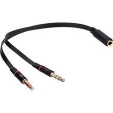 Asseds Store Siyah 3.5mm To Audio + Mic 0.15M Kulaklık Çevirici