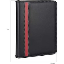 Asseds Store 2k 5280 Ajanda Tarihsiz Kareli Deri Fermuarlı 4 Halka Mekanizmalı Hesap Makineli Organizer, Siyah, 21X27 Cm.