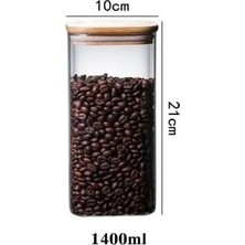Ecovibe 1400ML Sızdırmaz Vakumlu Bambu Kapaklı Borosilikat Cam Kavanoz – Hava Geçirmez & Dayanıklı Gıda Saklama Kabı (10CM x 21CM)