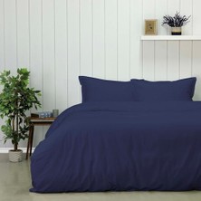 Ecovibe Plain Düz%45 Viscoz%55 Pamuk Nevresim Takımı, Mavi, Çift Kişilik