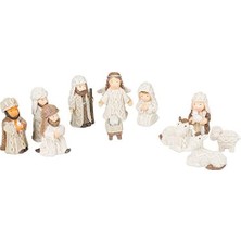 Asseds Store Transpac, Inc. Kablo Örgü Dokulu Kutsal Aile, 3 Kral ve Melek Reçine Doğum Heykelcik 11'li Set