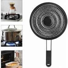 Ecovibe Pratik Ocak Üstü Közleme Aparatı, 20 cm Yuvarlak Közmatik, Sebze ve Kestane Közleyici, Yanmaz Kaplama Delikli Izgara Tavası ve Isı Dağıtıcı (Siyah)