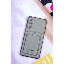 Ecovibe Galaxy A15 Kılıf Kartlıklı Köşe Koruma Tasarımlı Renkli Şeffaf K-Kart Kılıf (Siyah)
