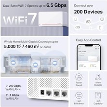 Ecovibe Halo H37BE(2-PACK) | Wi-Fi 7 Mesh Sistemi | BE6500 Mbps Hız | Fiber Uyumlu | Dual-Band | 2× 2.5g Port | 4k-Qam | Mlo| 650 M² Kapsama | Mobil Uygulama ile Kolay Kurulum – Güçlü ve Hızlı Ev Ağı