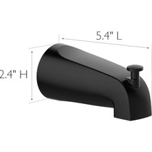 Ecovibe 595629 Banyo Için Geçmeli Pull-Up Duvara Monte Küvet Yönlendirici Ağız, Mat Siyah, 3-7 Inç