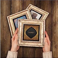 Ecovibe Dua Et, Şükret, Sabret Taş Duvar Tablosu - Çerçeveli Taş Tablo - Dekoratif Duvar Sanatı - Modern Ev ve Ofis Duvar Dekoru T3-31