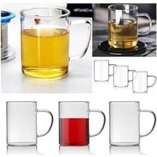 Asseds Store Xesha 3 Adet Borosilikat Isıya Dayanıklı Termisil Cam Kupa Bardak Çay Kahve Bardağı