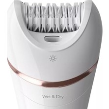 Ecovibe Epilasyon Cihazı, Islak ve Kuru Kablosuz Kullanım, LED Işık, Ekstra Geniş Başlık, Hassas Bölge Başlığı, Pedikür Ayak Törpüsü, 6 Aksesuar Dahil, Beyaz Renk, BRE730/05