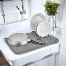 Ecovibe Tezgah Üstü Bulaşıklık Bulaşık Kurutma Matı Süzgeci Katlanır Plastik Sepeti Kurulama Bezi Örtüsü Kurutmalık Katlanabilir Tabaklık Süzgeçleri