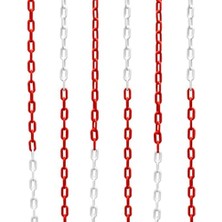 Ecovibe LR-6PC1031 6mm 25 Metre Plastik Trafik Zinciri, Kırmızı Beyaz