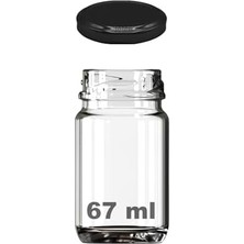 Ecovibe 67 ml Şeffaf Shot Kavanoz 67 cc Konserve Metal Siyah Kapaklı Cam Kavanoz 6 Adet