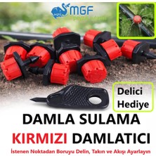 Mgf Plast Mgf 250 Adet Damla Sulama Kırmızı Debi Ayarlı Hatüstü  Damlatıcı Meme Hortum Aparatı