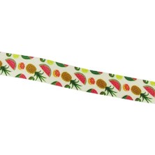 Ecovibe Çeşitli Meyveler Resimli Grogren Kurdela 2.5 Cm-1 Metre